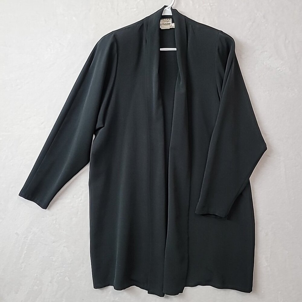 VTG Koret Jacket Womens Size M Open Front Blazer Boxy Silky Made In USA EUC